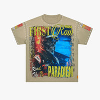 T-shirt Homme Oversize Vintage Délavé à Épaules Tombantes Manches Courtes Col Rond Coton Streetwear