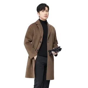 London custom style new fashion warm good quality double side cashmere coat autumn spring wool coat men