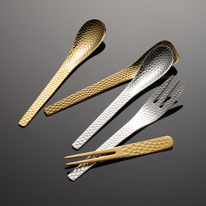 Couverts martelés exquis cuillère et fourchette ensemble en acier inoxydable 304 <span class=keywords><strong>thé</strong></span> cuillère à café Mini Dessert fourchette à fruits - Product Image 4
