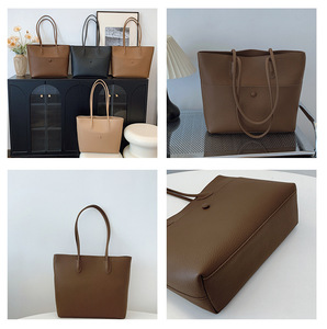 กระเป๋าถือหนัง PU แบบเรียบง่ายสำหรับผู้หญิง  ขนาดใหญ่ จุของได้เยอะ สไตล์นักศึกษา  พร้อมซิป - Product Image 3