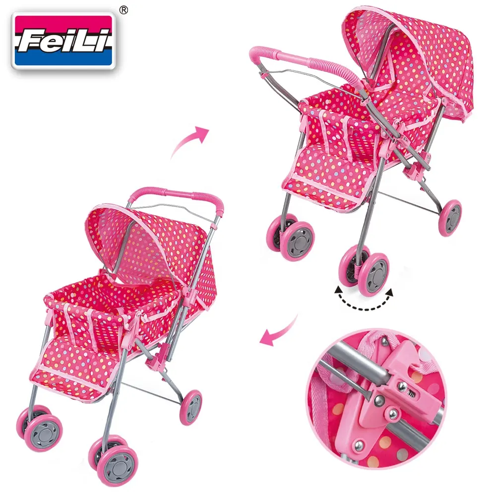 Feili passeggino 2 way metallo bambola carrozzina con ombrello di lusso metallo doll carrozzina passeggino passeggino bambola