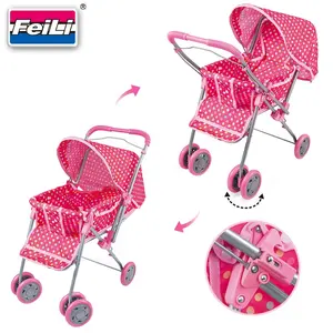 Feili Stroller 2 Way Metal Doll Pram With Umbrella Luxurious Metal Doll Pram Stroller Doll Stroller