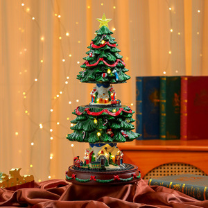 Dropshipping Shopify <b>Light</b> <b>Up</b> Musical Resin Christmas <b>Tree</b> With Auto Lift USB Battery Powered Decor Gift - Product Image 5