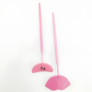 Eyelash Makeup <b>Mirror</b> with Long Handle <b>Moon</b> Lip Shape Design 3X Magnification Stainless Steel Custom Color - Product Image 1