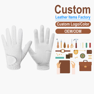 Gants de golf en cuir personnalisés unisexes blancs antidérapants à enfiler respirants pour usage sportif - Product Image 1
