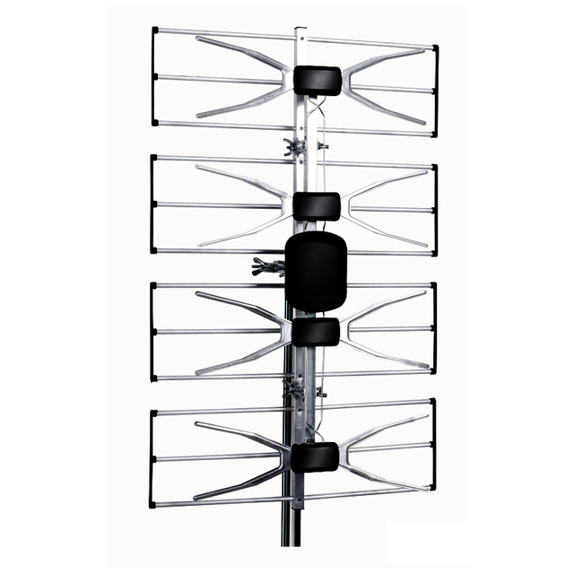 Outdoor Phased Array TV Antenna with LTE Low Pass Filter Digital TV Free Channel Reception Horizontal Vertical Mounting Bracket
