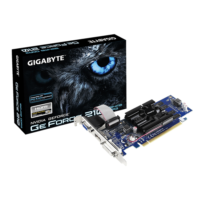 Used GIGABYTE GeForce GT210 1G Graphics Card with Industry's Best 1GB DDR3 64-bit Memory(GV-N210D3-1GI)