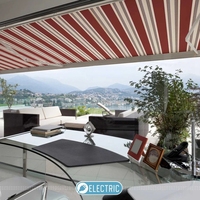 Auvent à bras rétractable à cassette complète lumière LED motorisée pour extérieur électrique étanche tissu acrylique cadre en aluminium extensible