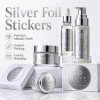 Étiquettes personnalisées imperméables en feuille d'argent, forme métallique originale pour emballages de produits cosmétiques (lotion, rouge à lèvres, pot)