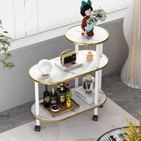 Table d'Appoint en Bois Massif de Style Nordique Moderne de Luxe, avec Plateau en Roche à Motif Marbre, Petite Table Basse de Rangement pour Salon
