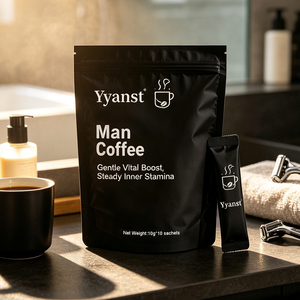 OEM/ODM <b>Man</b> Coffee Instant Powder Gentle Vital Boost Steady Inner Stamina Male Wellness Drink 10g Sachet Black Stand <b>Pouch</b> - Product Image 3