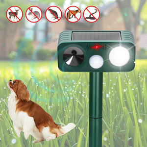 Nouveau répulsif solaire à ultrasons <span class=keywords><strong>et</strong></span> LED stroboscopique pour chats, chiens, oiseaux, rongeurs, serpents, sangliers - Dispositif de lutte antiparasitaire extérieur - Product Image 1