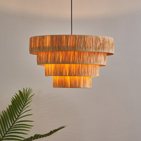 Fait à la main en osier naturel rotin Pendentif lumière tissée Restaurant lanterne Celling lumière Lustres en gros