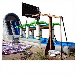 Grand toboggan aquatique gonflable d'extérieur en forme de palmier, en PVC, 18M, 4M x 8M, capacité 1000Kg, pour le plaisir universel de glisse et de saut - Product Image 6
