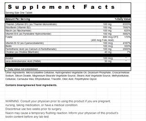 Complejo B Esencial Premium en Tabletas de 100 mg para el Bienestar Diario y Fórmula de Apoyo a las Células Rojas del Sangre, Stock en EE. UU. - Product Image 3