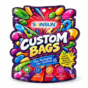 Custom Printed 3.5 Ziplock Food Grade Mylar Bags Special Die <b>Cut</b> Shape with Matte Glossy PE Plastic for Candy <b>Cookie</b> - Product Image 1