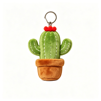 Porte-clés en peluche cactus de haute qualité, rembourrage en coton PP écologique, fabricant de porte-clés en peluche végétal doux et personnalisé