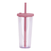 Nouveau Gobelet en Plastique Double Couche Grande Capacité 2026 avec Paille à Grand Trou pour Perles BOBA, Portable pour Thé au Lait et Utilisation Extérieure