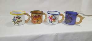Floral <b>Enamel</b> Camping <b>Mug</b> Wooden Handle Coffee Tea Cup With Lid Outdoor Travel Drinkware - Product Image 5