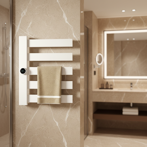 Sèche-serviettes électrique blanc intelligent en acier inoxydable chromé chauffant séchage rapide porte-serviettes chauffant moderne salle de bain - Product Image 1