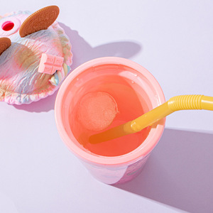 Vaso Acrílico Transparente de Doble Pared con Orejas de Ratón de 450 ml y 16 oz, con Pajita y Tapa de Cúpula, Lindo Vaso de Plástico de Doble Pared Rosa y Verde - Product Image 2