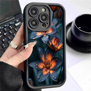 Funda Protectora para Teléfono Móvil <span class=keywords><strong>Samsung</strong></span> <span class=keywords><strong>Galaxy</strong></span> A07 A17 A56 S26 <span class=keywords><strong>Ultra</strong></span>, Diseño de Flores Azules y Naranjas, Estilo Lente de Escala, Resistente a Impactos, TPU - Product Image 6