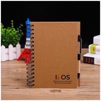 Carnet en papier kraft spirale B6 personnalisé avec logo, stylo à bille inclus, 60 feuilles lignées – Idéal pour le bureau, les étudiants et les cadeaux écologiques