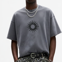 T-shirts pour hommes OEM ODM 300 g/m² avec logo personnalisé, 100 % coton, manches courtes, effet vintage, grandes tailles, broderie 3D