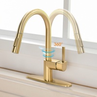 Robinet de cuisine de luxe moderne en or brossé à commande par capteur, monocommande, avec bec haut de 13,76 pouces, mitigeur de lavabo, cartouche céramique, OEM