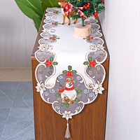 2024 Nouvel arbre de Noël, bonhomme de neige de Noël, nappe en lin brodé