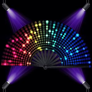 Éventail pliant en bambou imprimé UV réfléchissant de haute qualité pour fêtes, idéal pour les soirées déjantées et les raves - Product Image 1