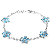 Bracelet jonc en argent sterling 925 plaqué or et rhodium avec opale de feu bleue de style grec - Bijou pour cadeau et soirée