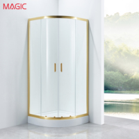 Porte coulissante de douche en verre trempé de conception européenne pour salle de bain, avec cadre en aluminium intégré, pour séparation sèche et humide