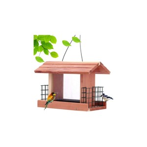 Lồng chim bằng gỗ thủ công, cửa sổ nhựa đôi, giá đỡ đôi, trang trí sân vườn, trang trại, vật dụng cần thiết cho nhà cửa, chim hoang dã - Product Image 5