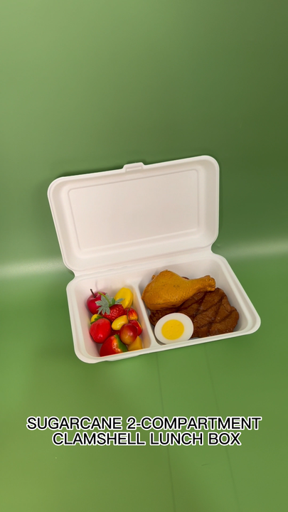 Disposable Sugarcane Bagasse Lunch Box 1000ml Eco Friendly ...