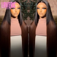 Peluca frontal con cierre de encaje HD sin pegamento, color marrón ombré con rubio miel, cabello humano original vietnamita virgen SDD liso.