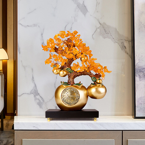 Auspicious Persimmon Money <b>Tree</b> Ornament <b>Crystal</b> Gold Fortune <b>Tree</b> for Living Room Entryway Housewarming Gift - Product Image 5