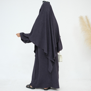 Vestido con cremallera para mujer musulmana Abaya con conjunto Khimar túnica modesta ropa islámica Turkiye mamá vestido de <span class=keywords><strong>lactancia</strong></span> traje caftán - Product Image 3