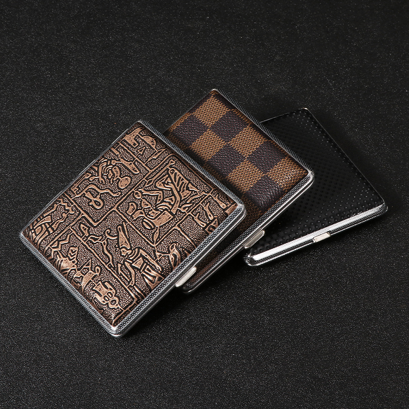 flip top cigarette case vintage Vintage Portable Metal Flip Top Three Open Cigarette Case Cigarette 16s