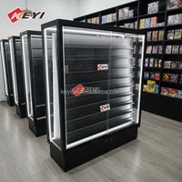 Vitrine de présentation de cartes à collectionner sur rail, sur pied, personnalisable, repositionnable, double face, pour magasin TGC, avec LED