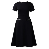 Nouvelle robe élégante, simple et sophistiquée pour femme, de couleur unie, à col rond et taille cintrée, qui flattera la silhouette