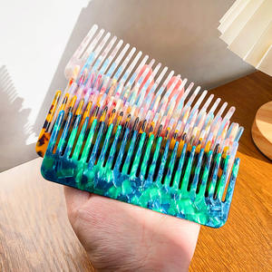 Pettine per Capelli da Donna in Acetato Colorato, Versione Coreana, Elegante e Retrò, Antistatico, Portatile per Bagno e Camera da Letto - Product Image 2