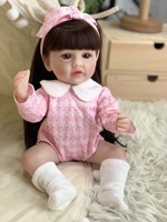 Poupée Reborn de 33 cm, membres en vinyle, corps en tissu doux, peinte à la main, réaliste, poupée nouveau-né fille, jouet pour enfants