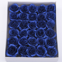 Têtes de fleurs roses scintillantes, embellissements floraux pour mariage, fête, Noël, décoration de la maison
