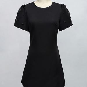 Vestidos Casuales al por Mayor, Personalizados OEM/ODM, de Alta Calidad, Color Sólido, con Relieve, Diseño Simple, Tela Jacquard, Mangas Abullonadas - Product Image 6