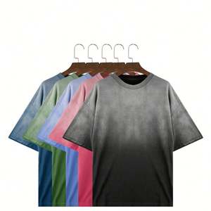 Camiseta de algodón estilo europeo y americano, lavada, retro, de corte regular, para hombre, manga corta, con estampado hip hop, transpirable. - Product Image 1