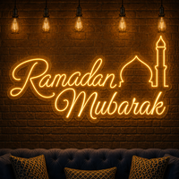 Enseigne néon LED personnalisée Ramadan Mubarak, enseigne lumineuse Ramadan Kareem, néon flexible 3D en forme de mosquée pour la décoration murale de fête musulmane