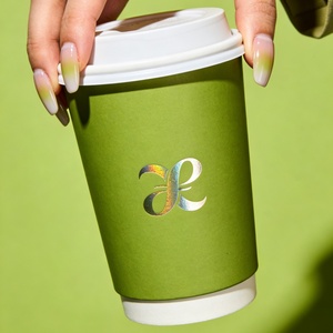 Vasos de papel compostables ecológicos con tapas, vasos de café biodegradables sin plástico para llevar, solución de empaque al por mayor. - Product Image 1