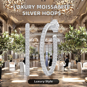 Fashion <b>Silver</b> D-color Asscher Cut Fine Moissanite Iced Luxury Large <b>Stud</b> Earrings Wedding Party Gifts - Product Image 2