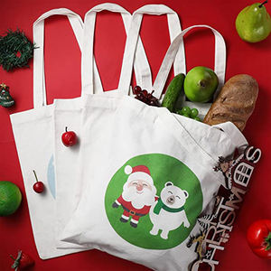 Promozione pacchetto regalo di natale per la spesa Tote Shopping borsa in tela di cotone con Logo stampato personalizzato - Product Image 3